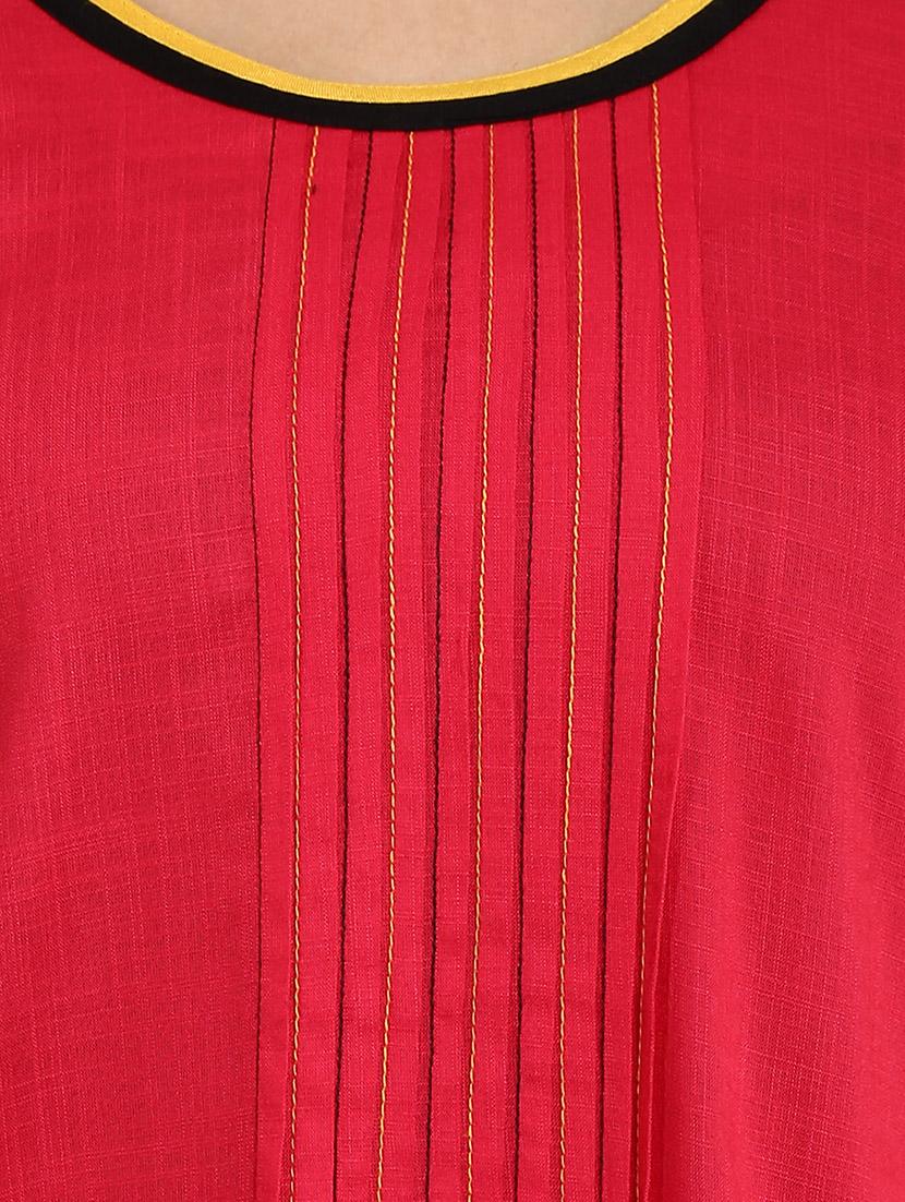 pink rayon a-line kurta - 12276040 - Zoom Image - 4