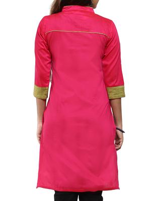 pink cotton straight kurta - 12276048 - Standard Image - 3