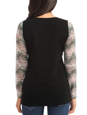 contrasting sleeved top - 12276174 - Standard Image - 3