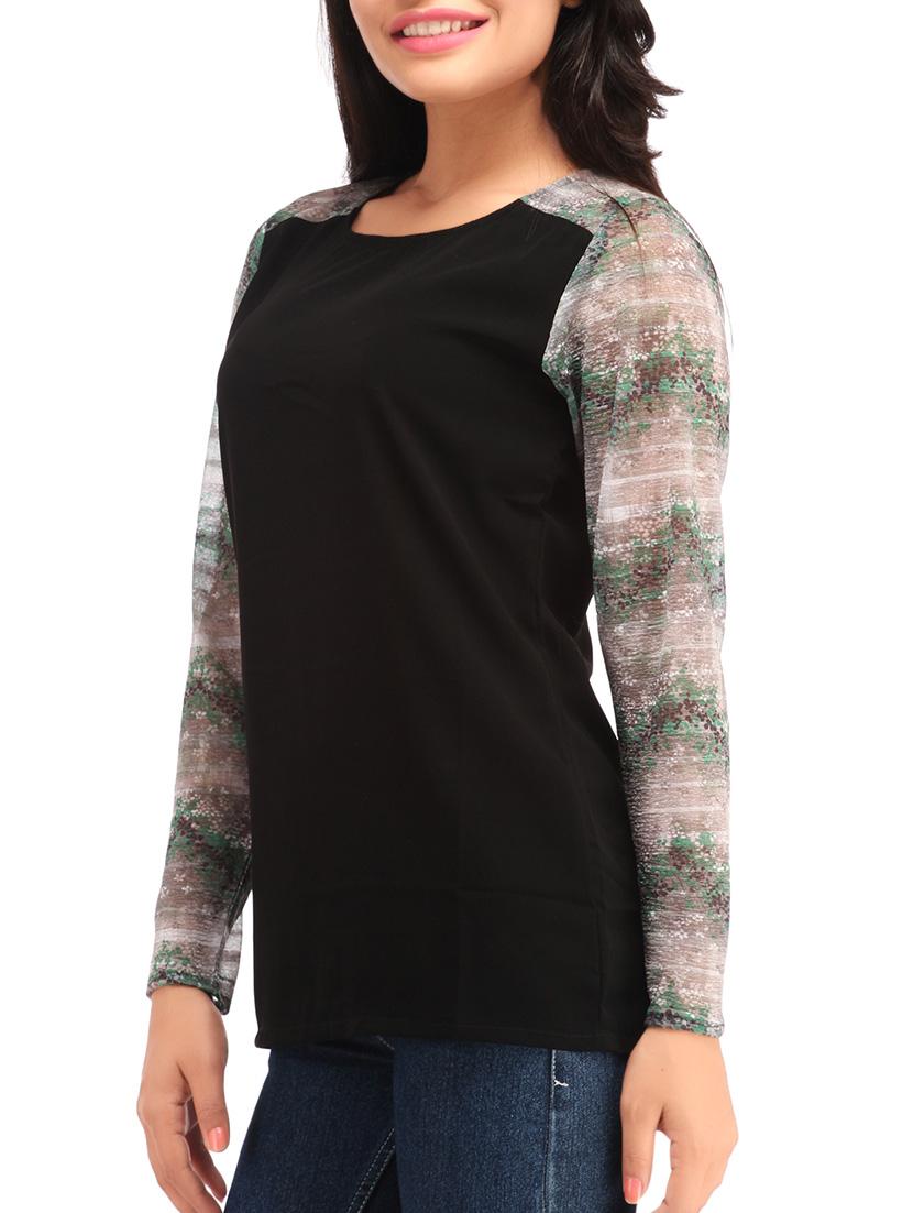 contrasting sleeved top - 12276174 - Zoom Image - 2