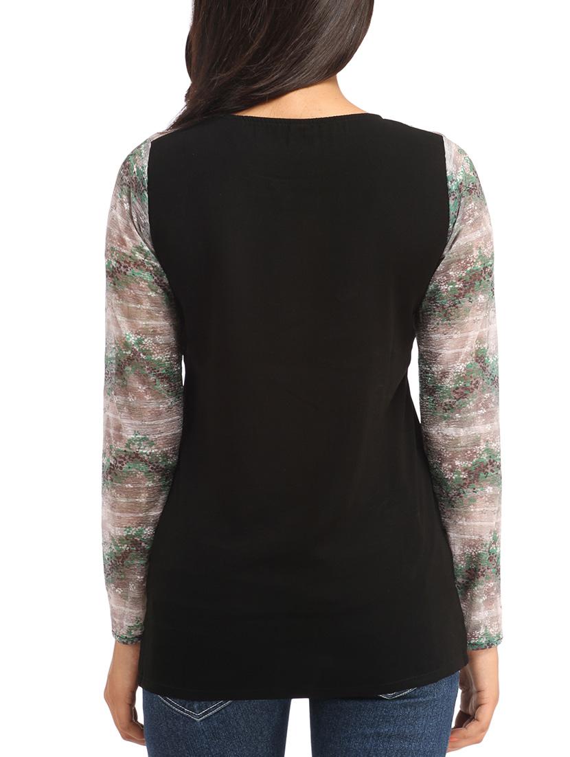 contrasting sleeved top - 12276174 - Zoom Image - 3