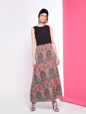 damask print maxi dress - 12276740 - Standard Image - 2
