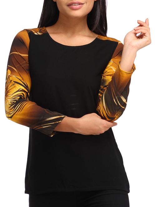 contrasting printed sleeve top - 12278237 - Standard Image - 1