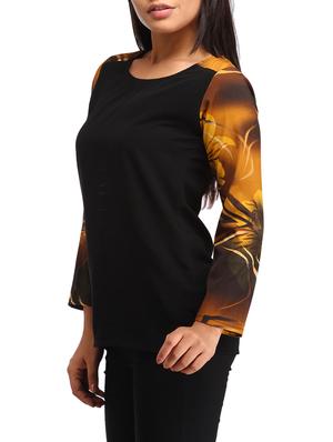 contrasting printed sleeve top - 12278237 - Standard Image - 2