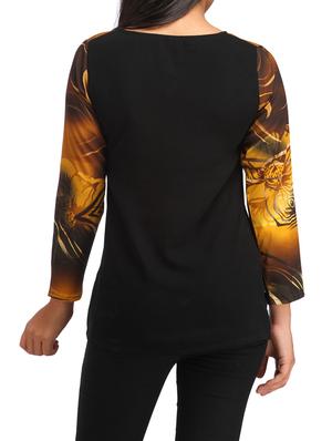contrasting printed sleeve top - 12278237 - Standard Image - 3