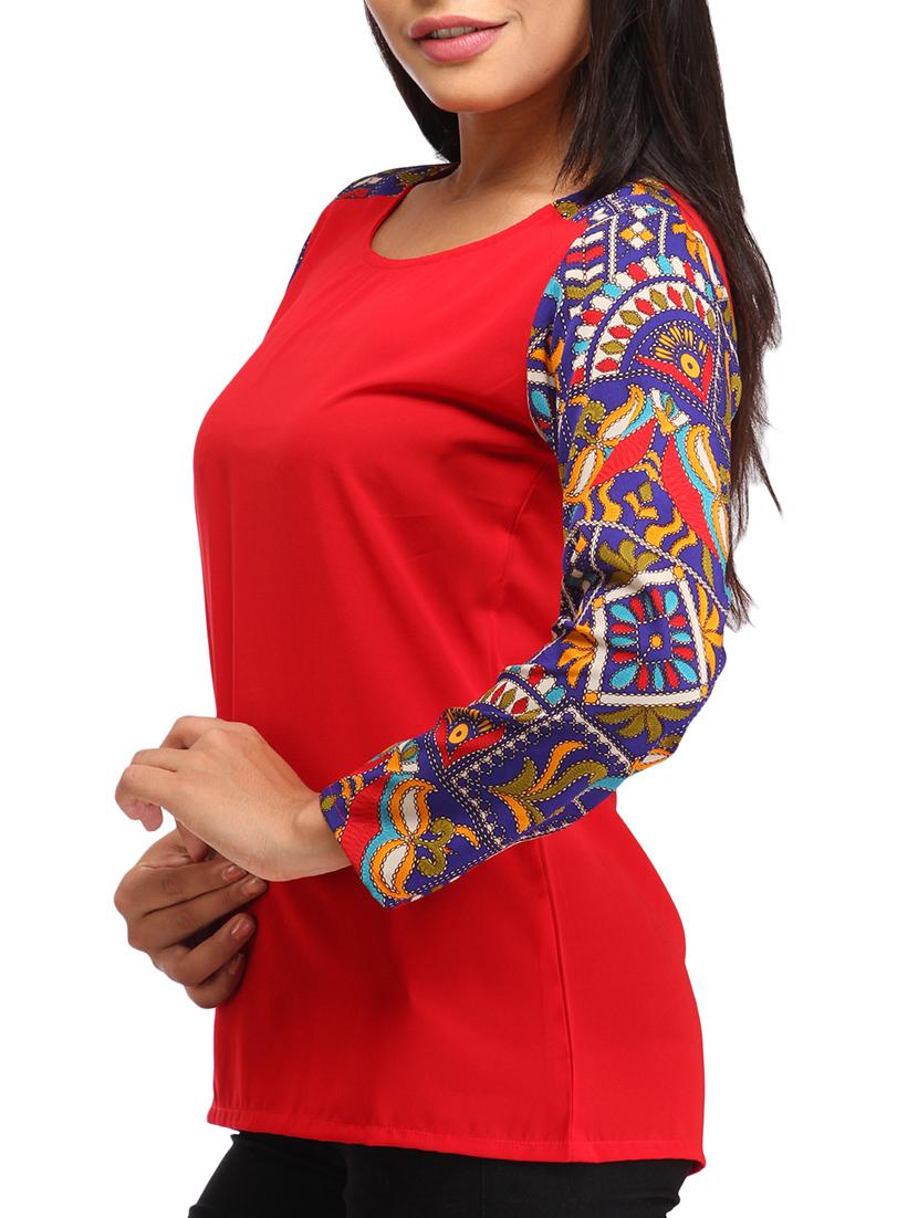 contrasting printed sleeved top - 12278238 - Zoom Image - 2