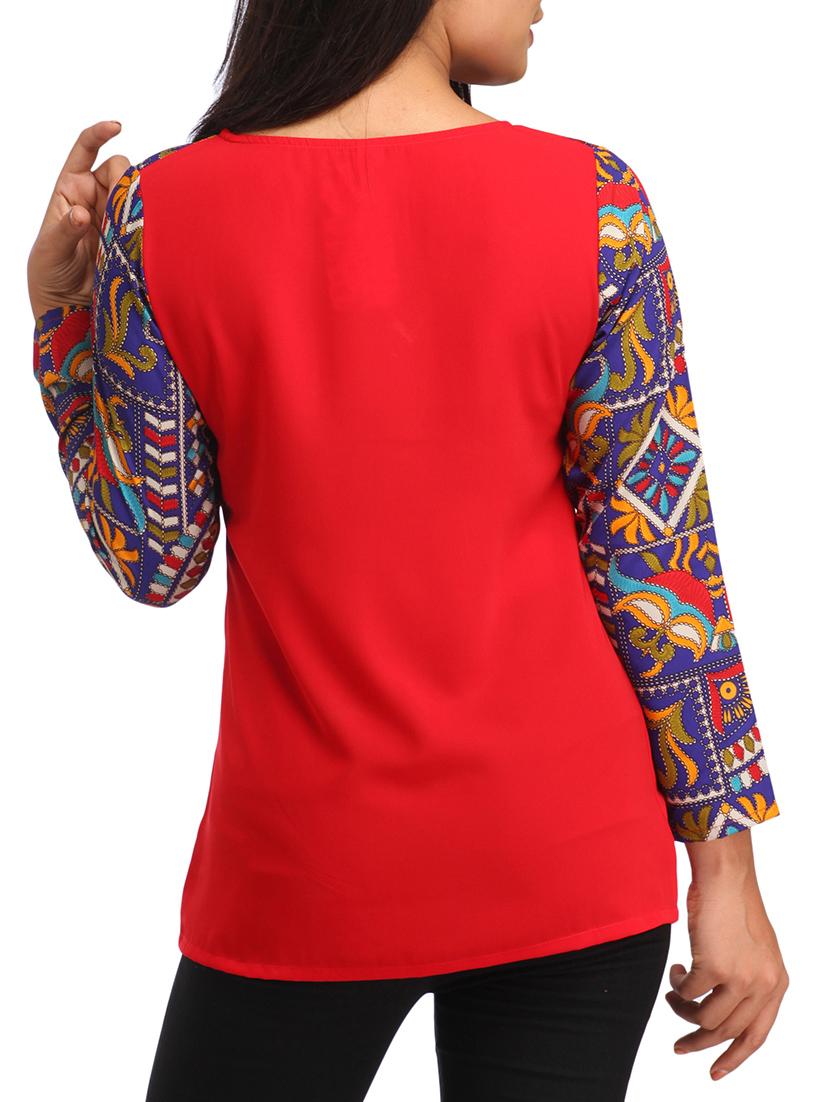 contrasting printed sleeved top - 12278238 - Zoom Image - 3