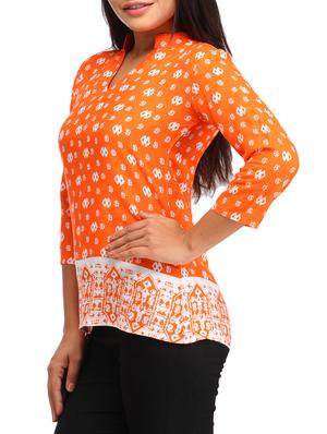 mandarin neck printed top - 12278240 - Standard Image - 2