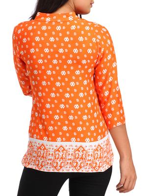 mandarin neck printed top - 12278240 - Standard Image - 3