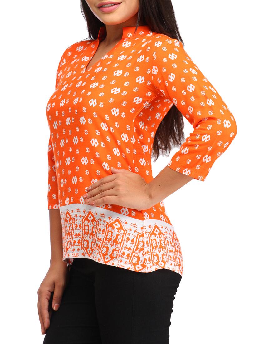 mandarin neck printed top - 12278240 - Zoom Image - 2