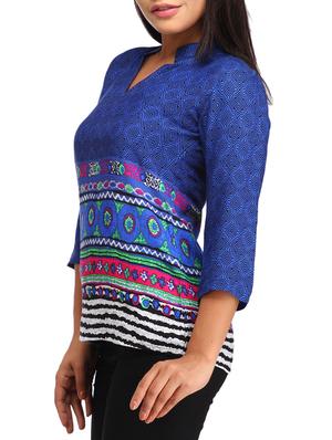 mandarin neck printed top - 12278241 - Standard Image - 2