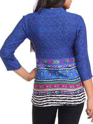 mandarin neck printed top - 12278241 - Standard Image - 3