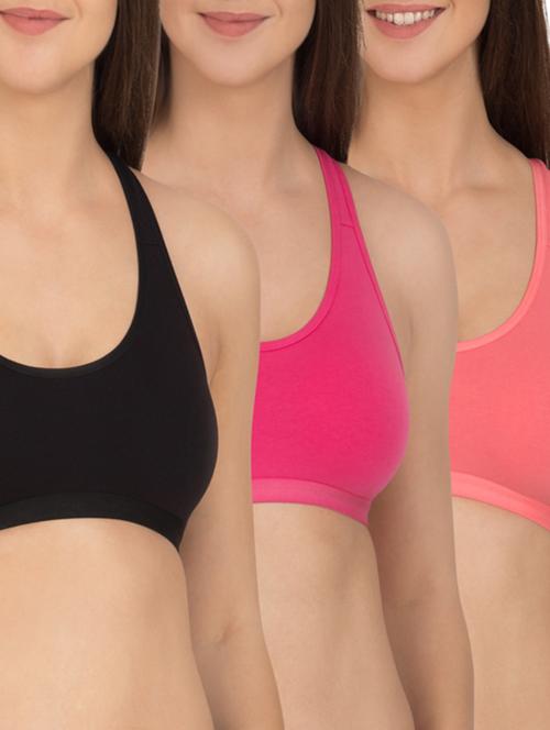 multicoloured cotton sports bra (set of 3) - 12278717 - Standard Image - 1
