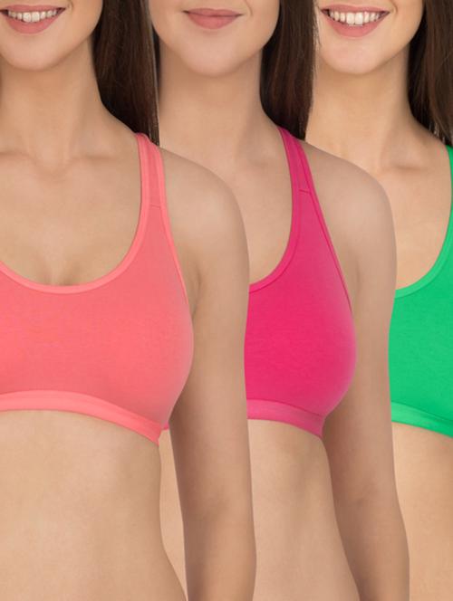 multicoloured cotton sports bra (set of 3) - 12278718 - Standard Image - 1