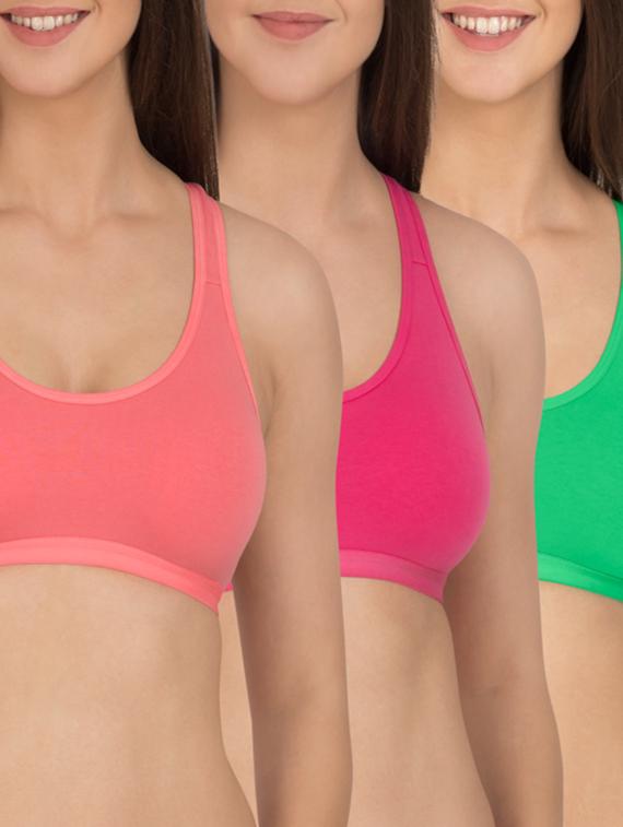 multicoloured cotton sports bra (set of 3) - 12278718 - Zoom Image - 1