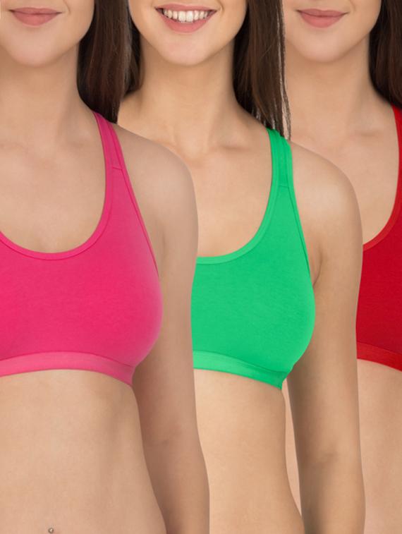 multicoloured cotton sports bra (set of 3) - 12278720 - Zoom Image - 1