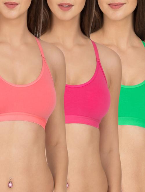 multicoloured cotton camisole bra (set of 3) - 12278730 - Standard Image - 1
