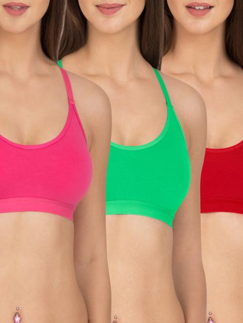 multicoloured cotton camisole bra (set of 3) - 12278732 - Standard Image - 1