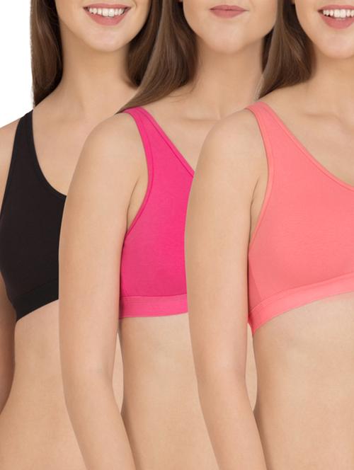 multicoloured cotton sports bra (set of 3) - 12278741 - Standard Image - 1