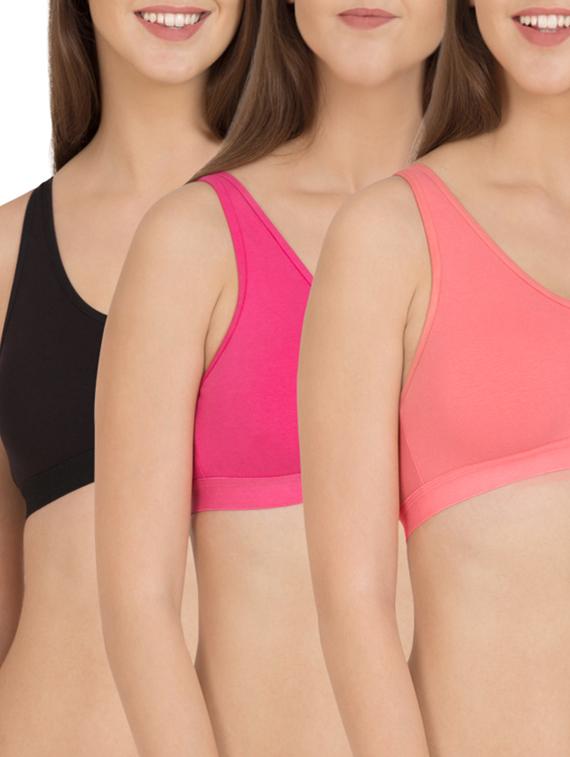 multicoloured cotton sports bra (set of 3) - 12278741 - Zoom Image - 1