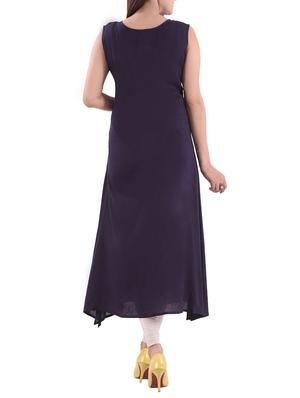 purple rayon high-low kurta - 12290071 - Standard Image - 3