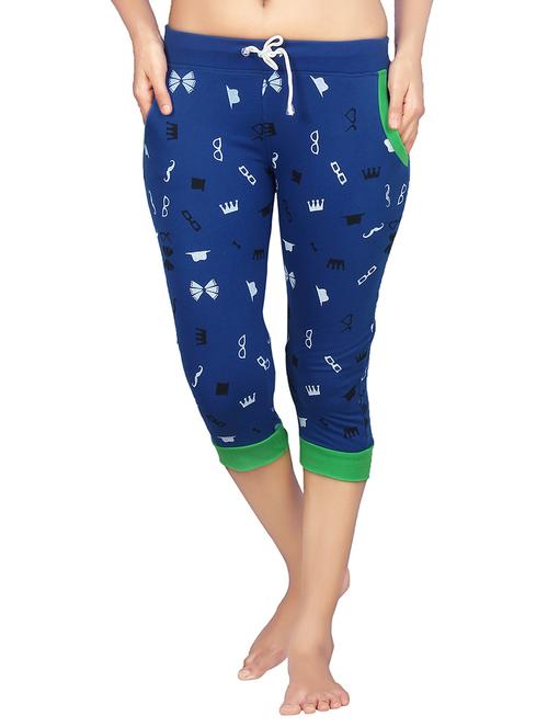 blue printed hosery capri - 12292345 - Standard Image - 1