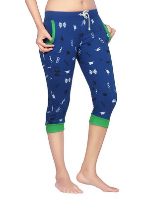 blue printed hosery capri - 12292345 - Standard Image - 2