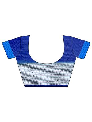 blue crepe bordered saree with blouse - 12293806 - Standard Image - 3