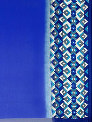 blue crepe bordered saree with blouse - 12293806 - Standard Image - 4