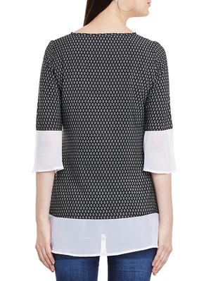 black printed crepe regular top - 12297194 - Standard Image - 3