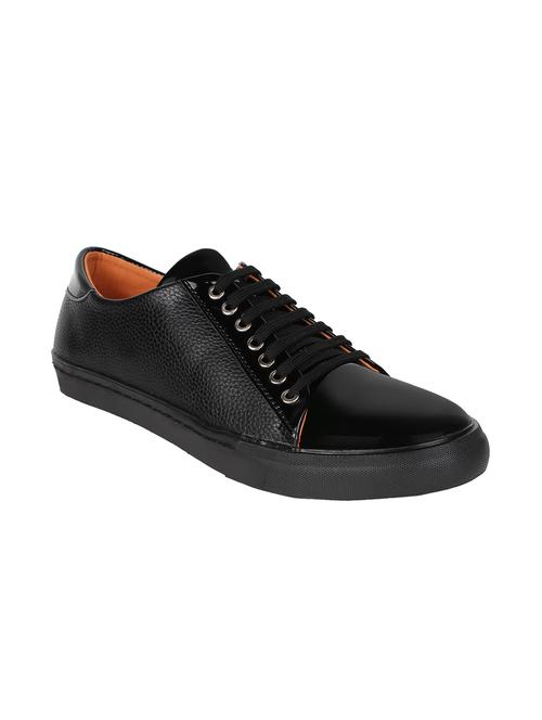 black leatherette lace up sneakers - 12297652 - Standard Image - 1