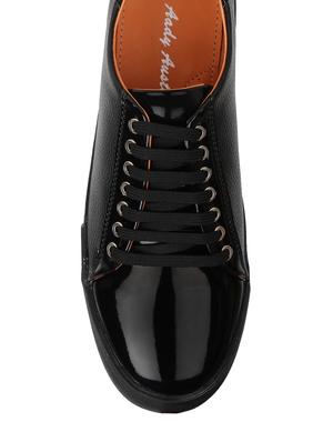 black leatherette lace up sneakers - 12297652 - Standard Image - 4