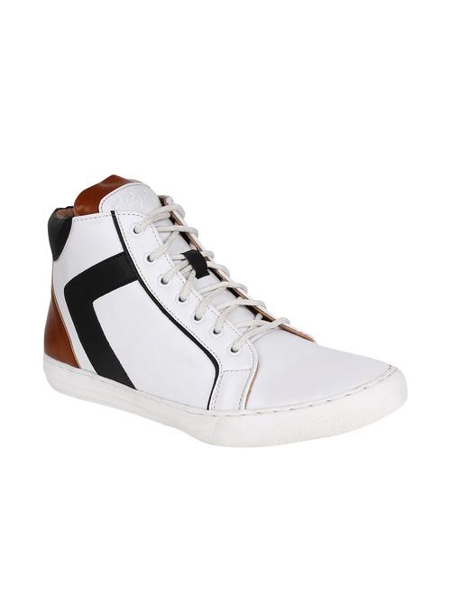 white leatherette lace up sneaker - 12297655 - Standard Image - 1