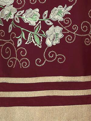 brown cotton unstitched suit - 12300726 - Standard Image - 5