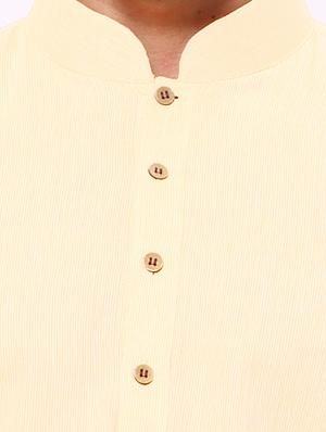 beige striped cotton kurta pyjama set - 12300750 - Standard Image - 4