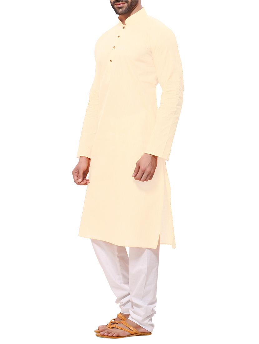 beige striped cotton kurta pyjama set - 12300750 - Zoom Image - 2
