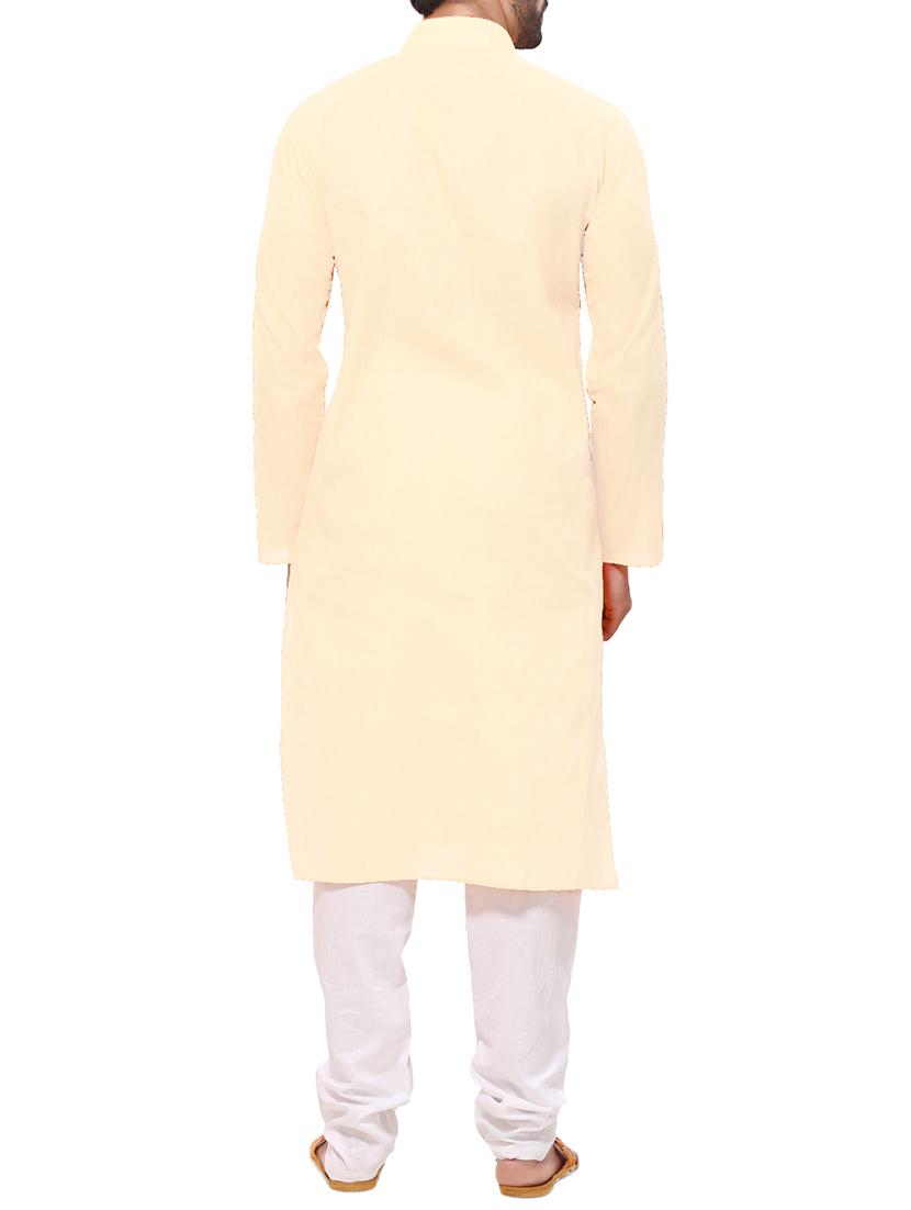 beige striped cotton kurta pyjama set - 12300750 - Zoom Image - 3