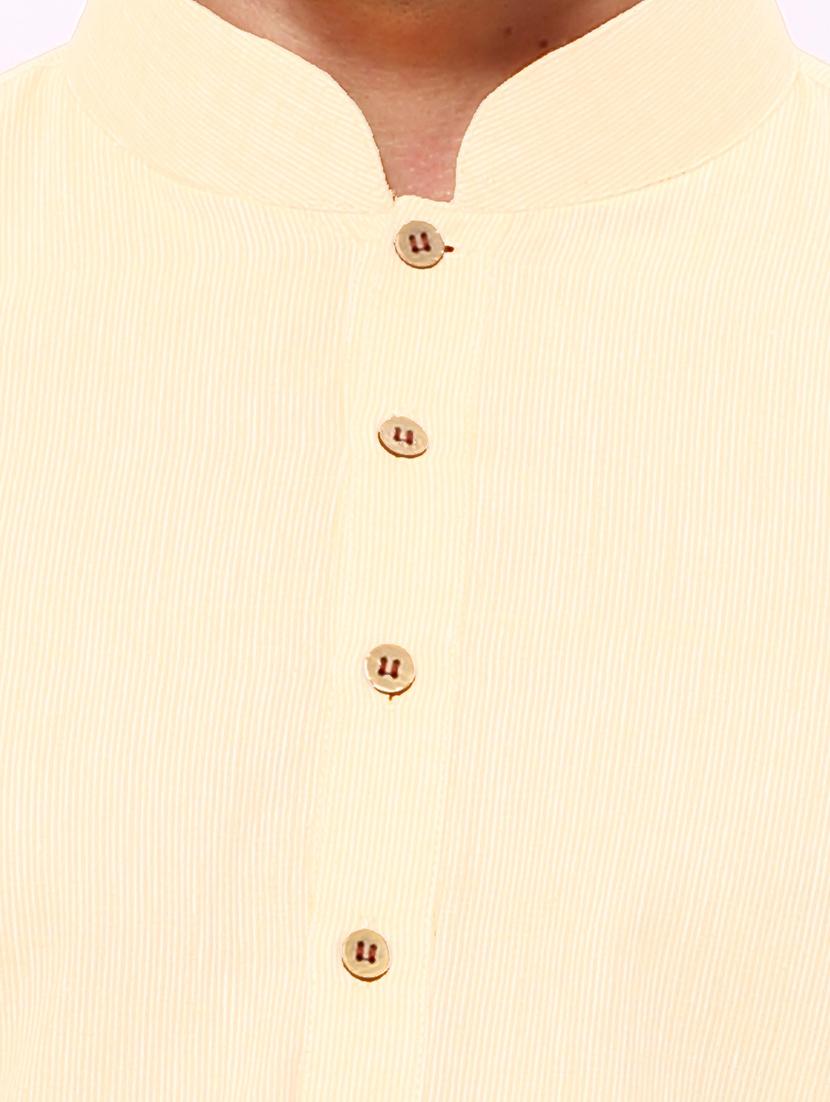 beige striped cotton kurta pyjama set - 12300750 - Zoom Image - 4