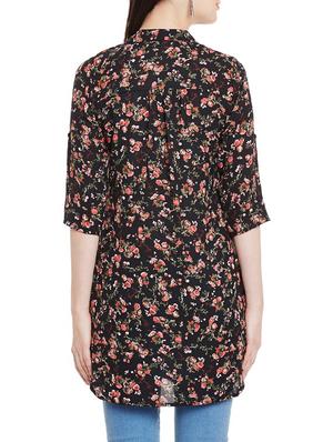 turn up sleeved floral tunic - 12302857 - Standard Image - 3
