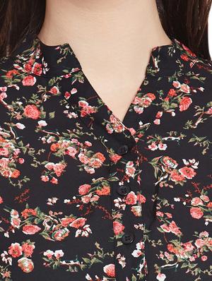 turn up sleeved floral tunic - 12302857 - Standard Image - 4