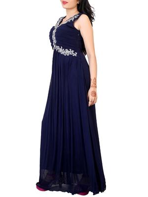 navy blue net maxi dress - 12304818 - Standard Image - 2