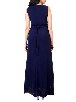 navy blue net maxi dress - 12304818 - Standard Image - 3