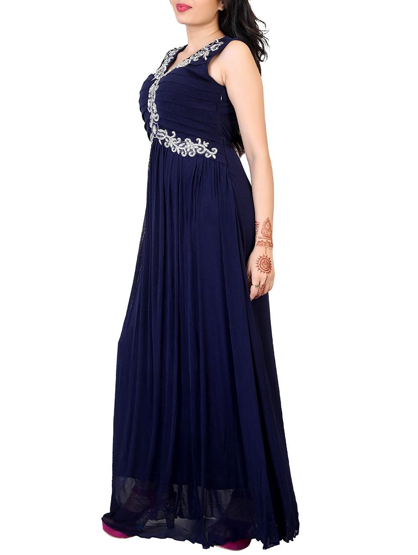 navy blue net maxi dress - 12304818 - Zoom Image - 2