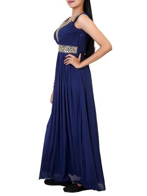 navy blue net gown dress - 12304823 - Standard Image - 2