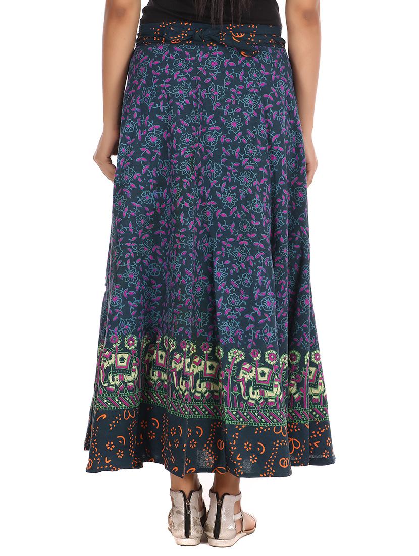 blue cotton wrap skirt - 12306258 - Zoom Image - 3