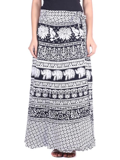 monochrome cotton wrap skirt - 12306263 - Standard Image - 1