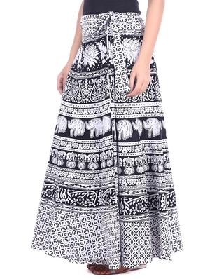 monochrome cotton wrap skirt - 12306263 - Standard Image - 2