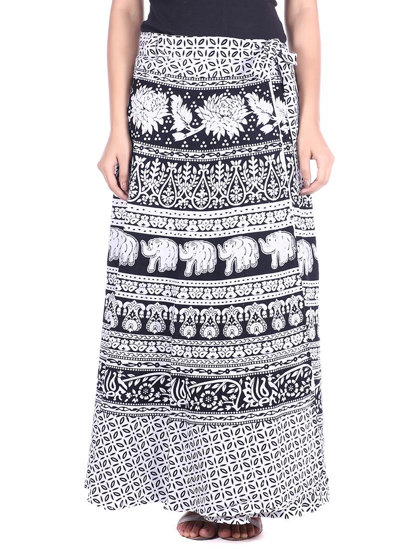 monochrome cotton wrap skirt - 12306263 - Zoom Image - 1