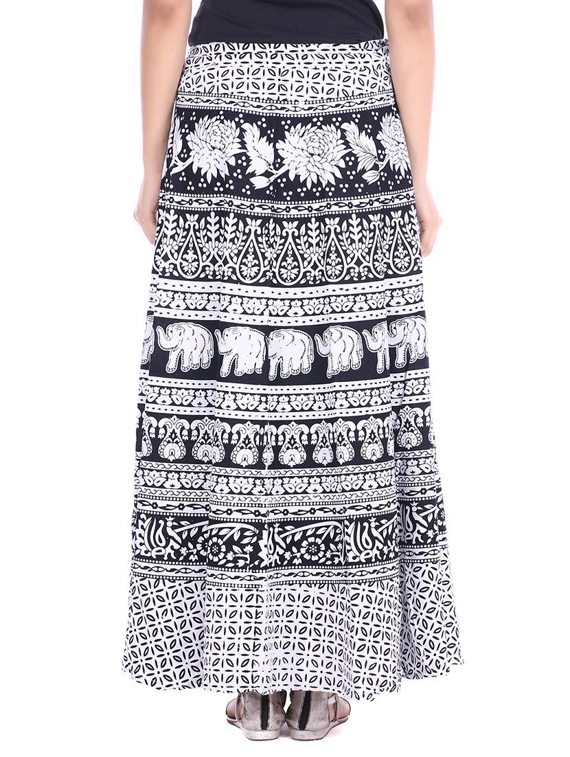 monochrome cotton wrap skirt - 12306263 - Zoom Image - 3