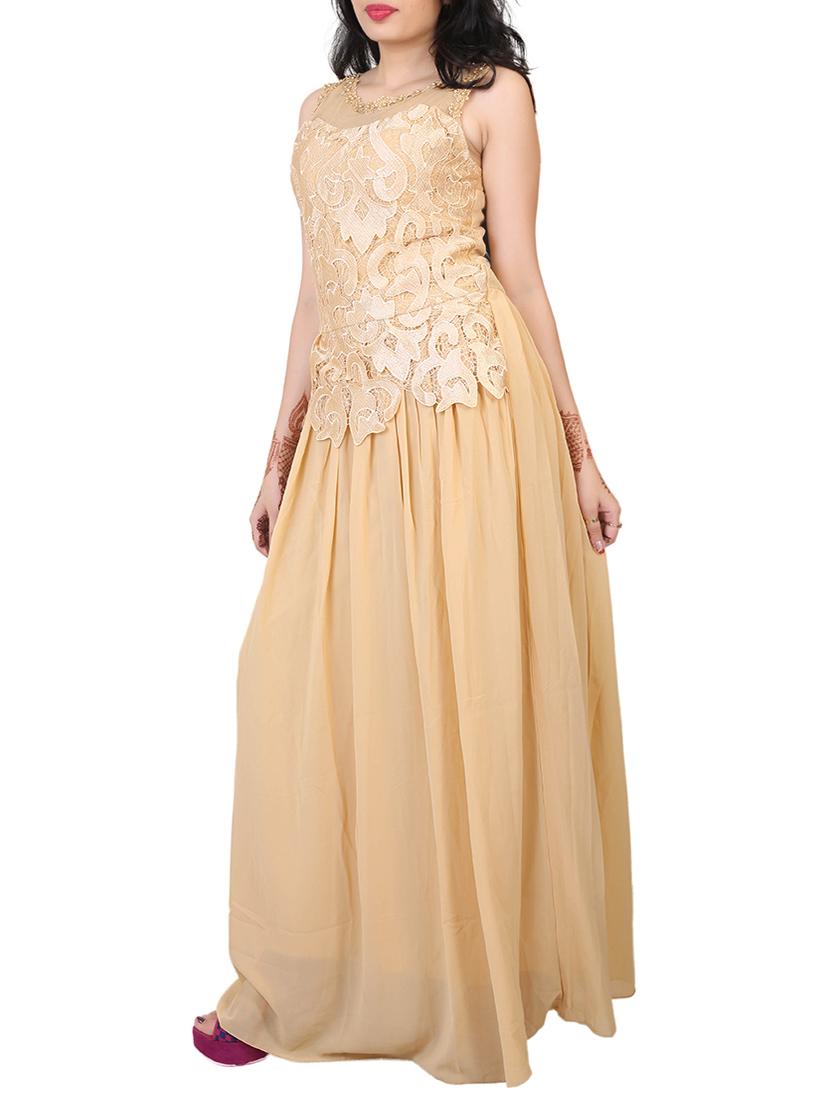 beige georgette maxi dress - 12307196 - Zoom Image - 2